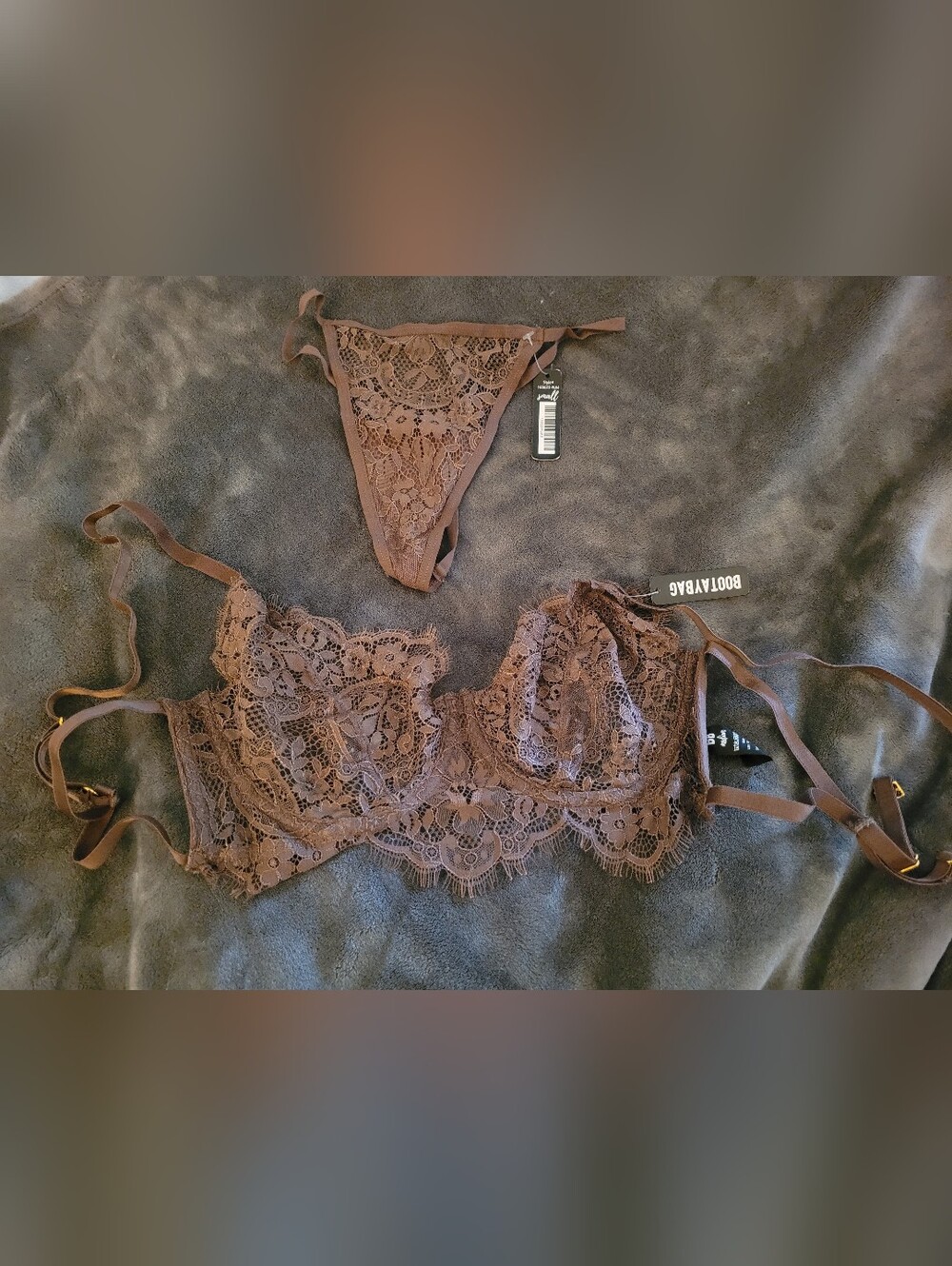 Bootaybag Brown Lace Underwire Bra & Thong